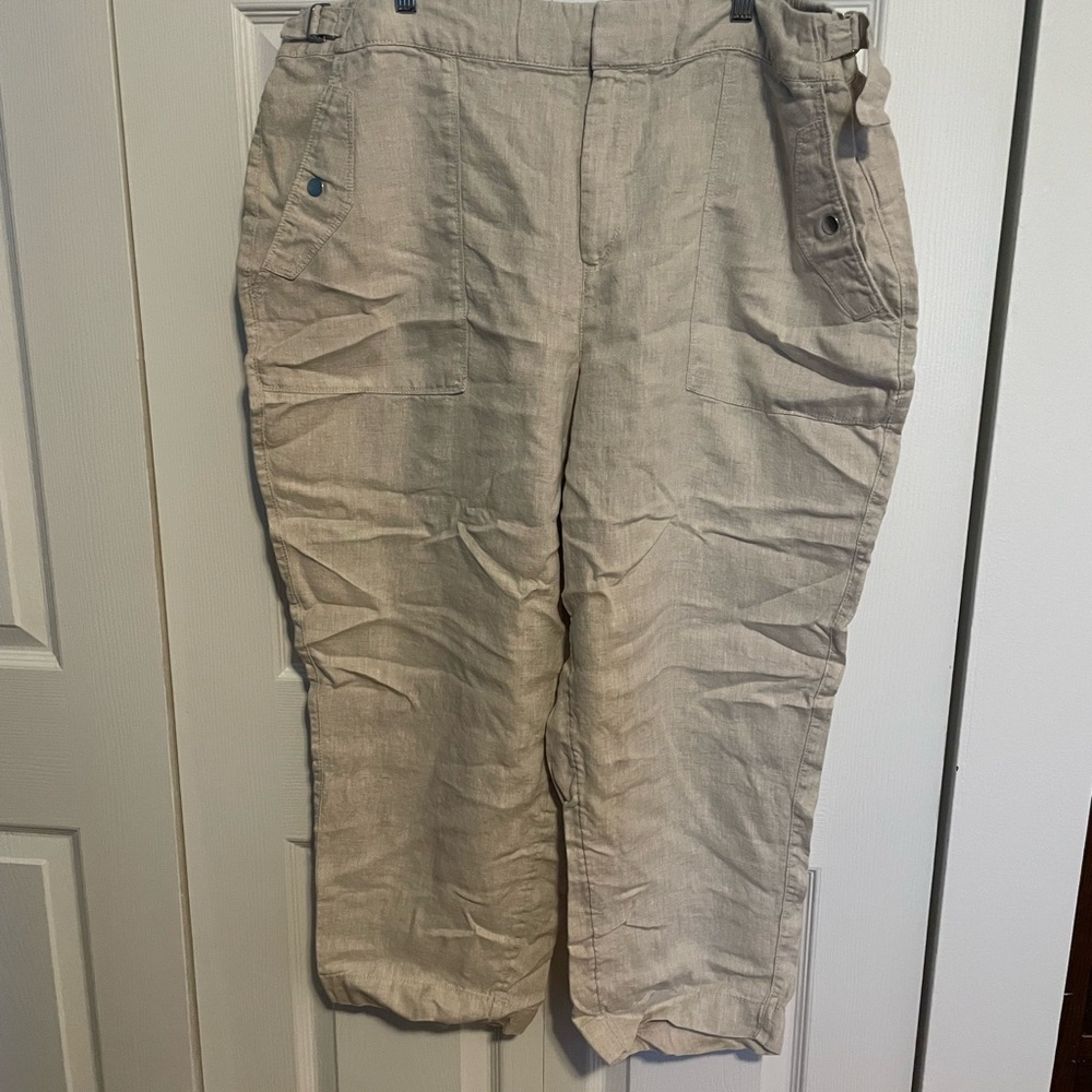 Athleta Linen Plus Size Beige Pants